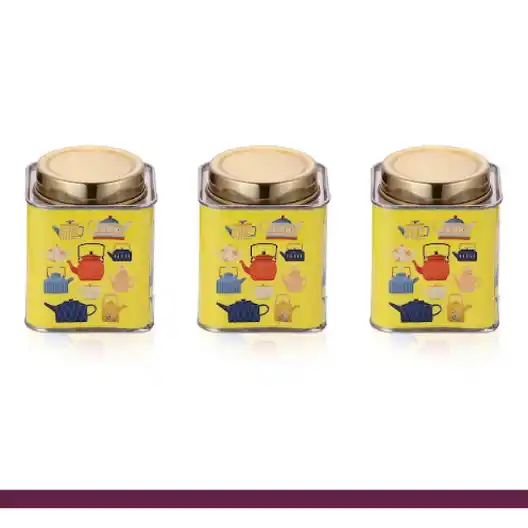 High Gloss Enamel Square Canister Yellow Set Of 3 Pcs