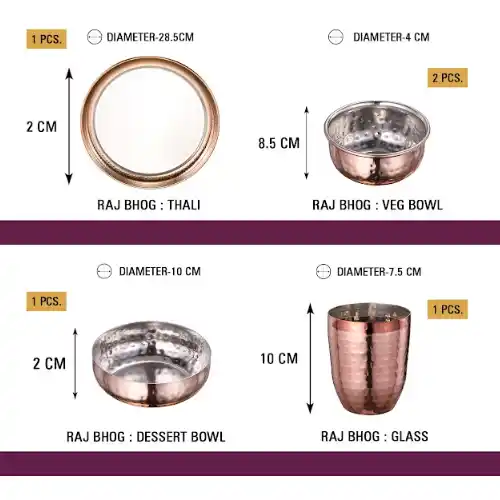 Rajbhog Thali Set (Rose Gold) Of 8 Pcs