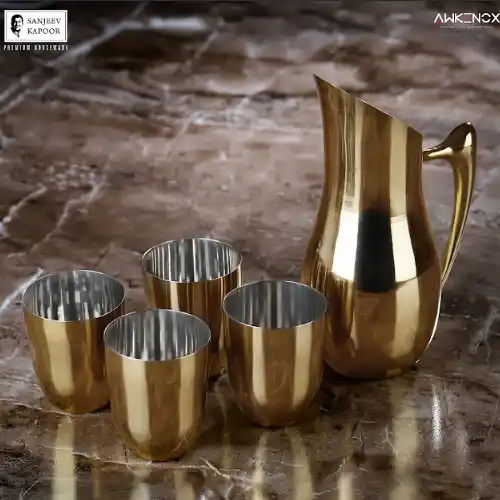 golden Lemon Set with Water Pitcher and Glass