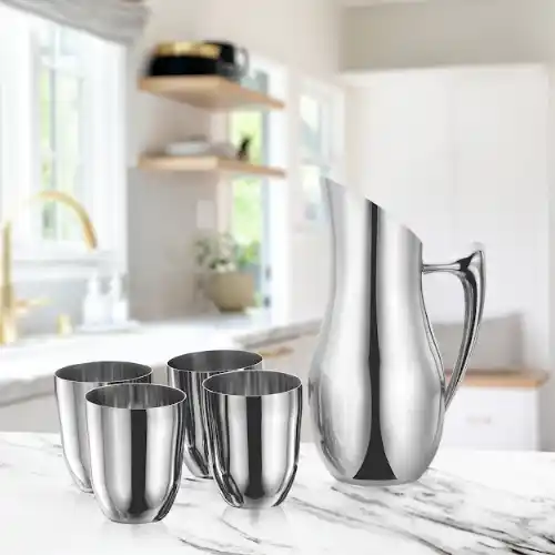 silver Lemon Set with Water Pitcher and Glass
