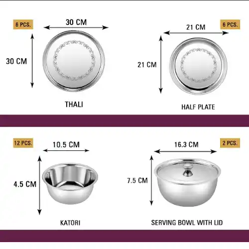 Stainless Steel Dinner Set Of 42 Pcs