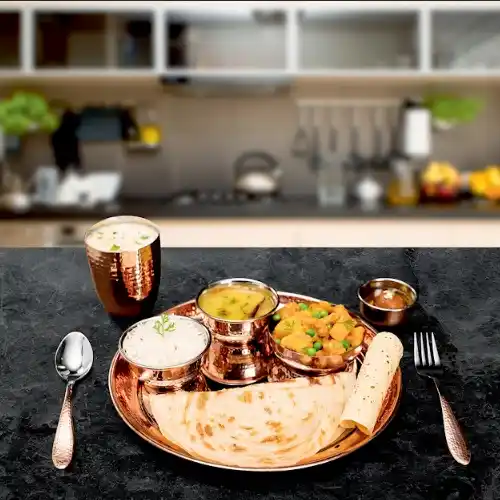 Rajbhog Thali Set (Rose Gold) Of 8 Pcs