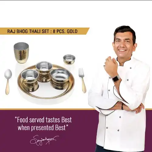 8 Pcs Rajbhog Thali Set (Gold)