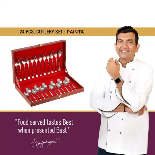 Cutlery Set in Leathrite Box with Spoon and Fork 24 Pcs