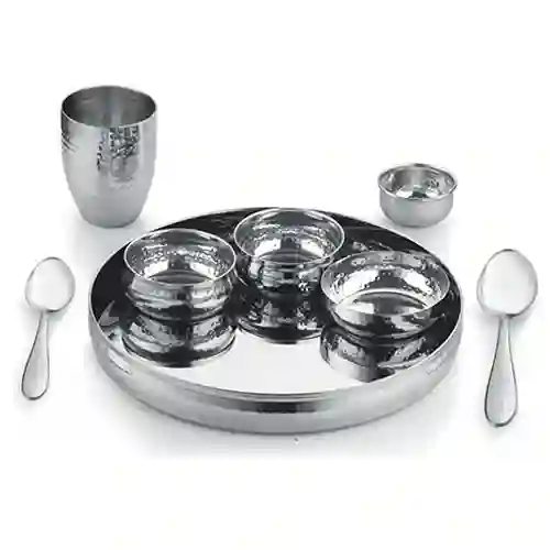 8 PC Belly Thali Set Silver Pvd