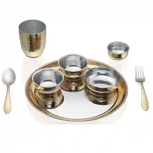 8 Pcs Rajbhog Thali Set (Gold)