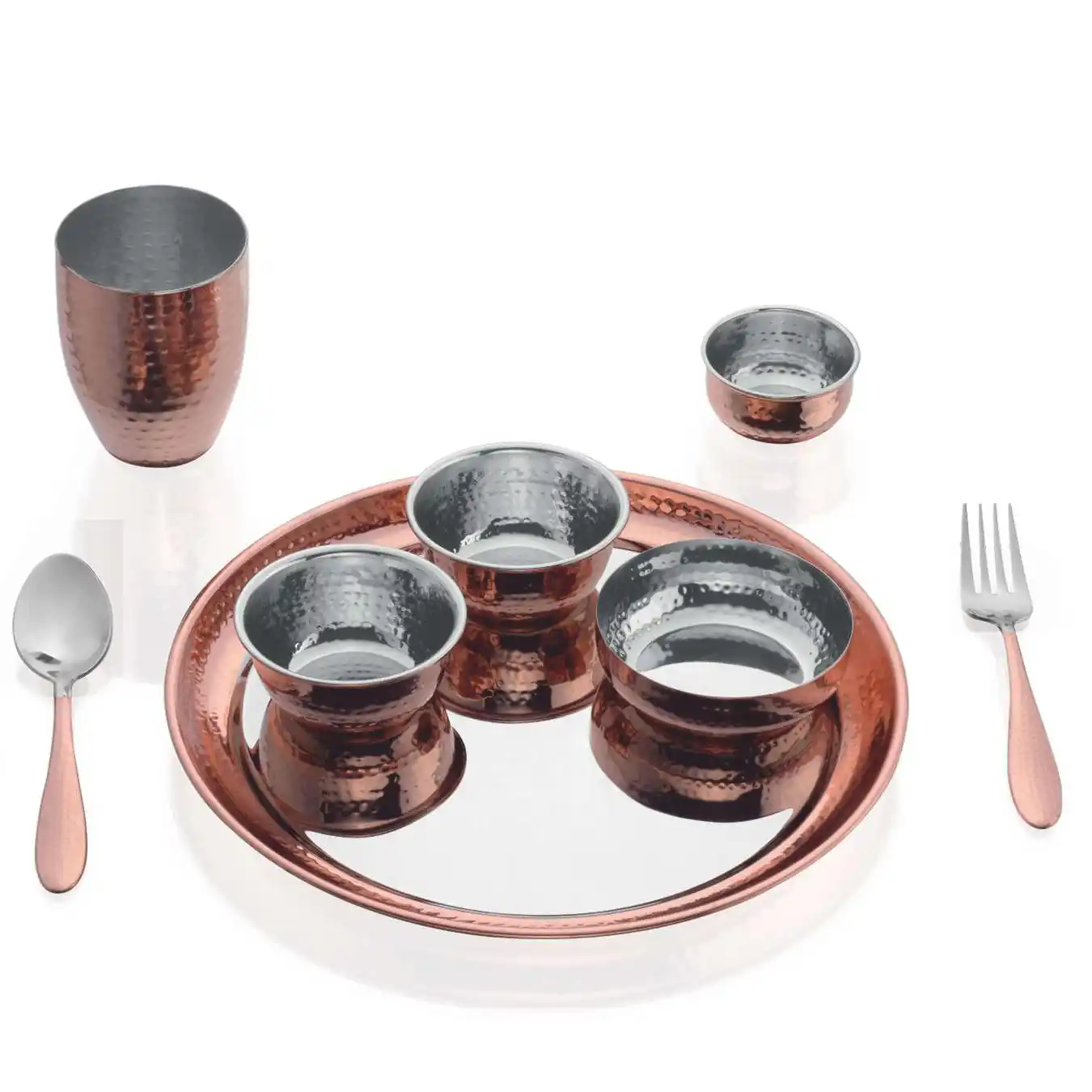 Rajbhog Thali Set (Rose Gold) Of 8 Pcs