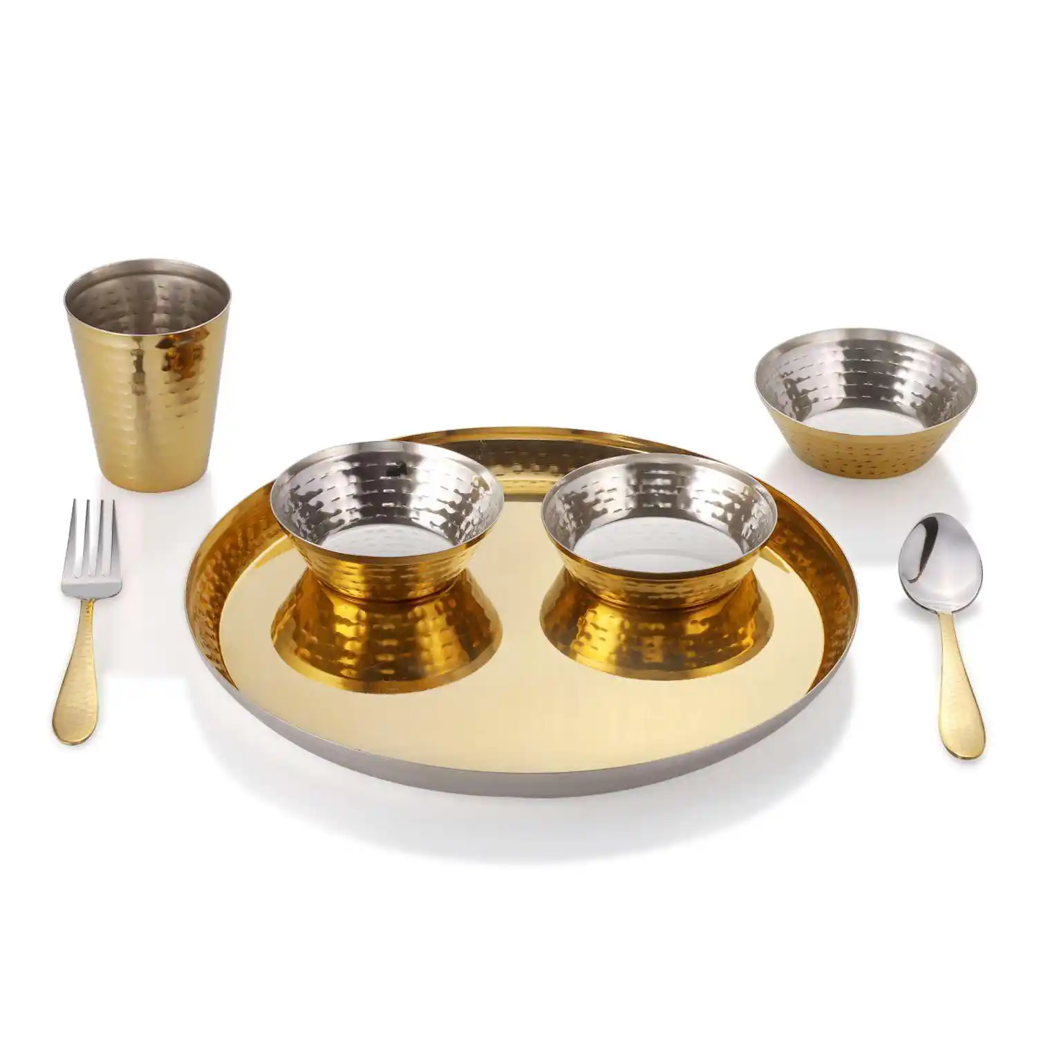 Vento Hammered Copper Antique Thali Set Of 7 Pcs