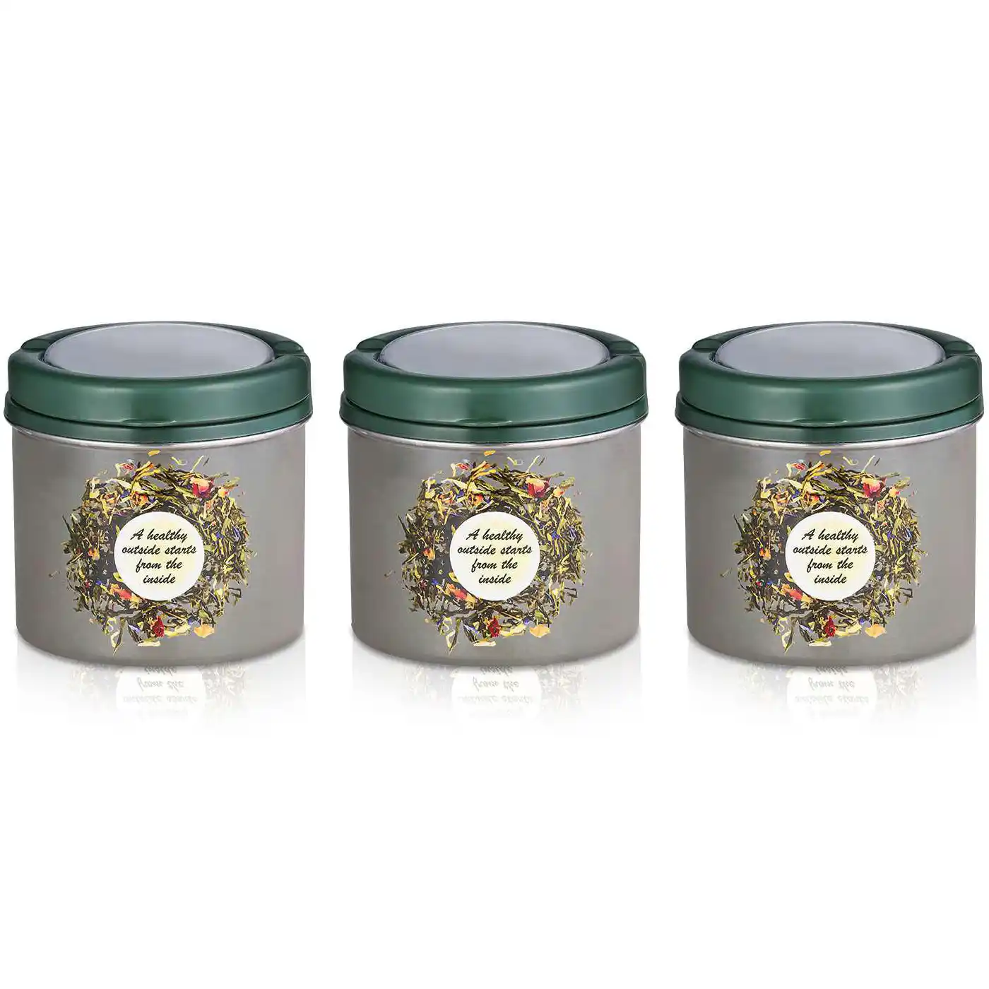 Green Container Set Of 3 Pcs