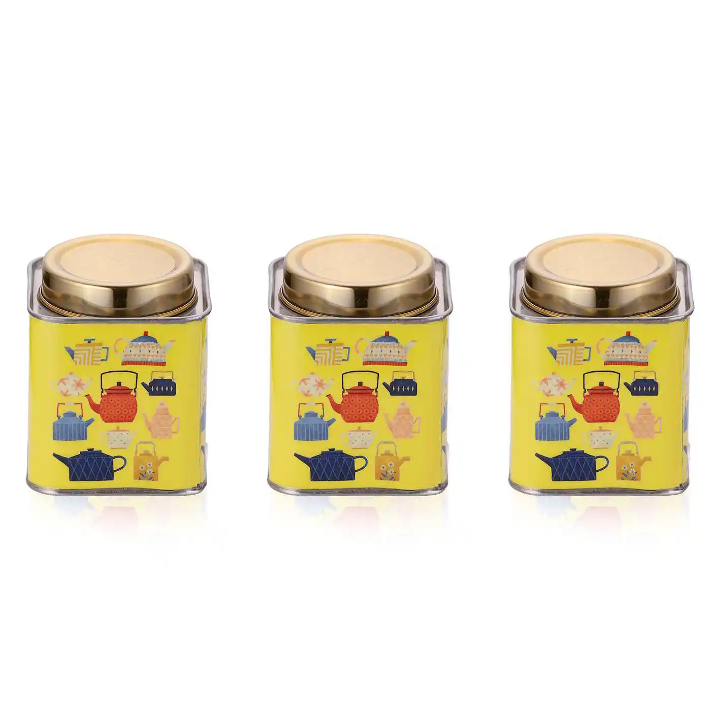 High Gloss Enamel Square Canister Yellow Set Of 3 Pcs